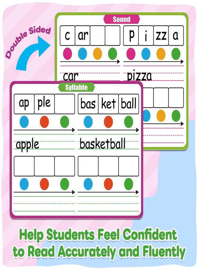 PraxiKidy 12 Pack Phonemic Awareness Dry Erase Card,9" x 12" Sound Syllable Speech Therapy Phonics Flashcard,Preschool Kindergarten Classroom Teacher Homeschool Supplies Science Reading Manipulative - Image 2